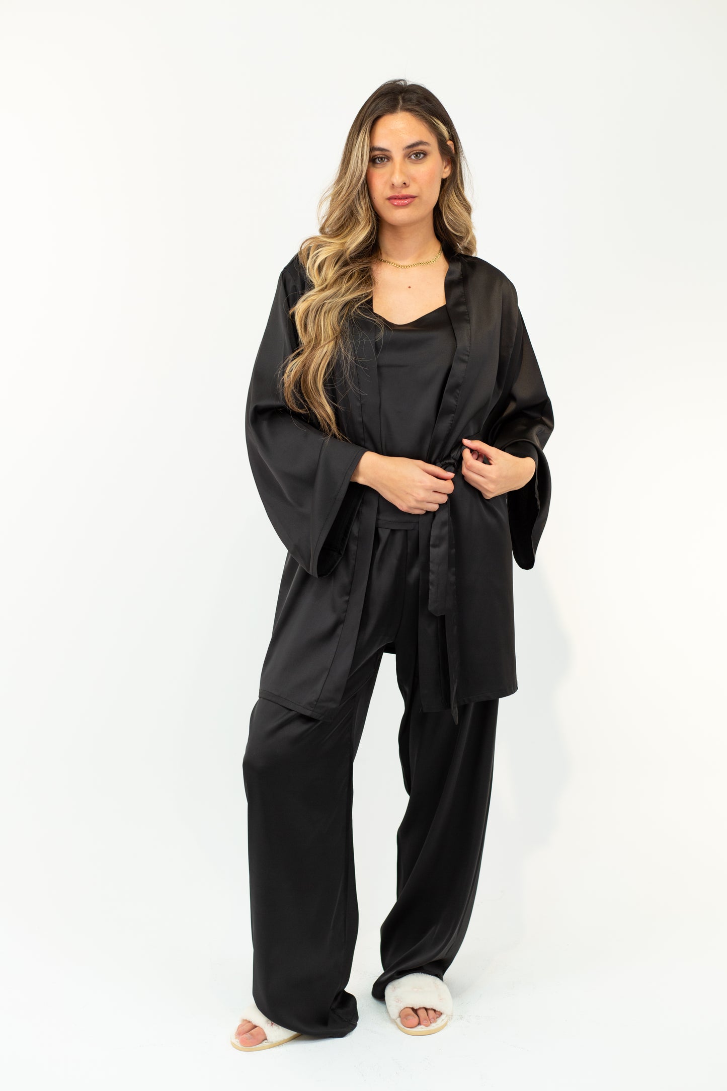 Black satin set