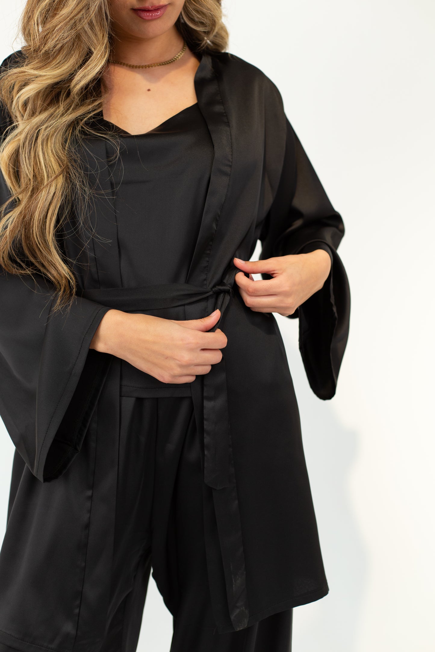 Black satin set