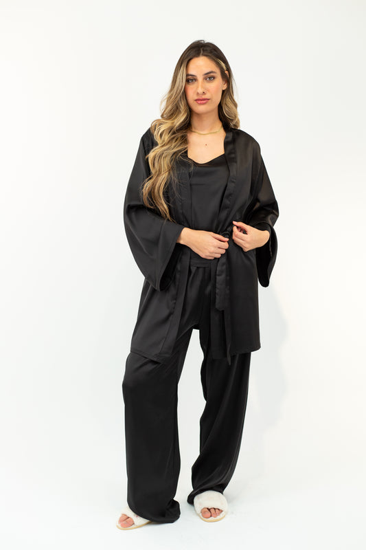 Black satin set
